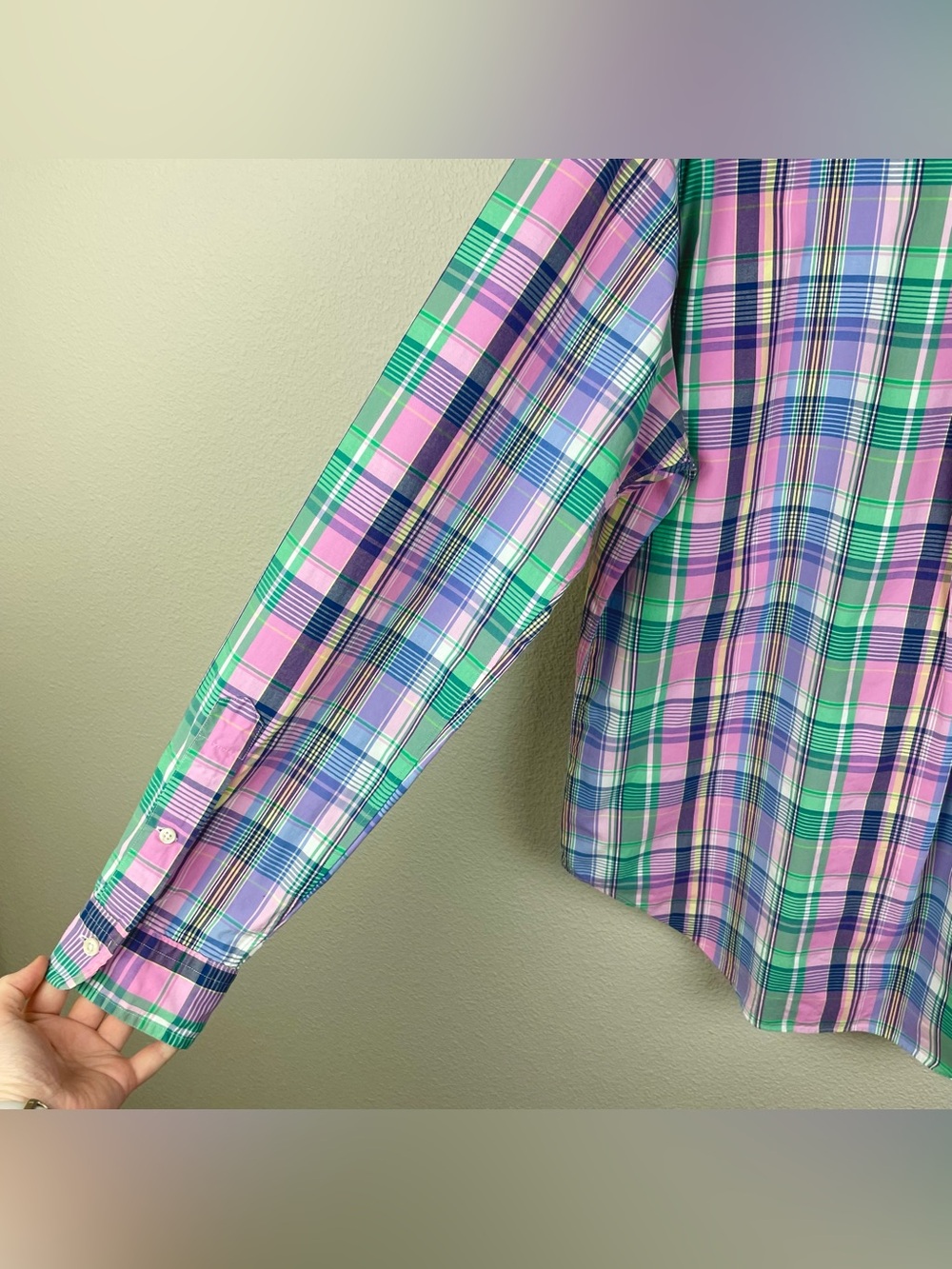 Ralph Lauren Men's Large Pastel Madras Plaid Classic Fix Button Down Shirt Oxfor - Picture 11 of 16